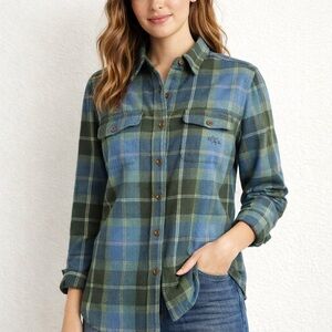 Lauren Ralph Lauren Petite Plaid Flannel Button-Down Shirt — P/M — 100% Cotton